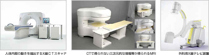 人体内部の動きを描出するX線CTスキャナ・CTでは得られない三次元的な情報等が得られるMRI・外科用X線テレビ装置